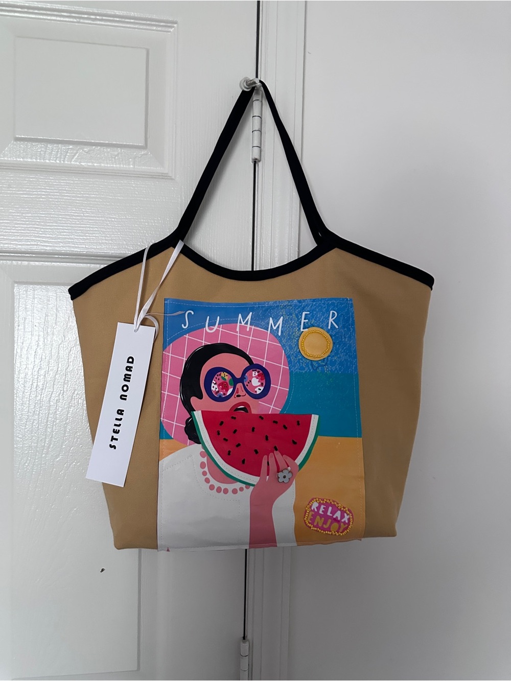 Tan Graphic Summer Tote